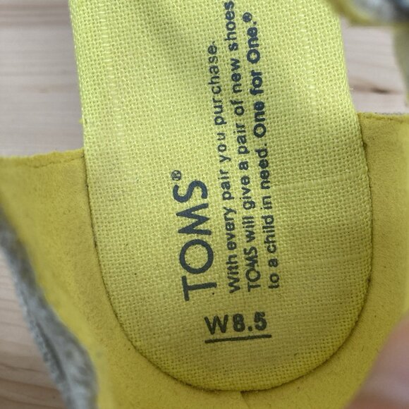 Toms Womens Wedge Sandals Sz 8.5 Yellow Espadrilles Open Toe Platform Vacation - Picture 8 of 12